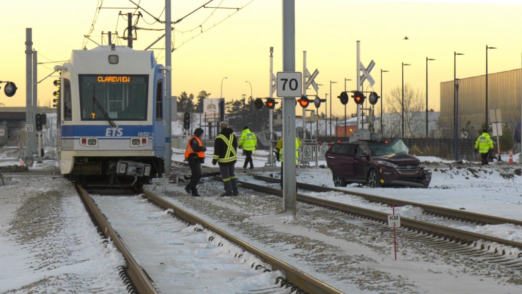 A man was seriously hurt in a crash with an Edmonton LRT at 66 Street and near Fort Road on Nov. 24, 2021. 