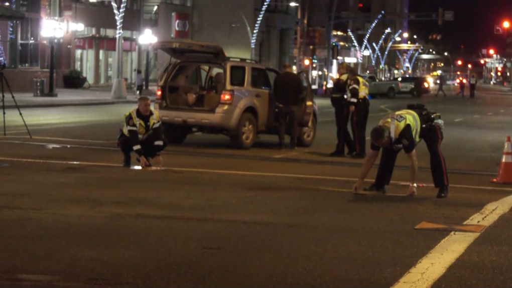 A woman was killed being hit by an SUV on Jasper Avenue. Tuesday Nov. 30, 2021 (CTV News Edmonton)