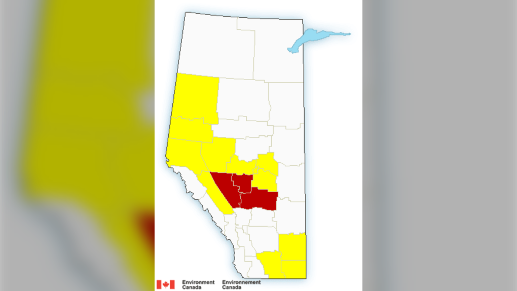 A tornado warning was issued at 9:08 p.m. for Wetaskiwin County. (Source: Environment Canada)