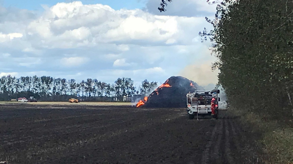 A fire in Lamont County burned 160 acres on Wednesday. Aug. 11, 2021. (Sean McClune/CTV News Edmonton)