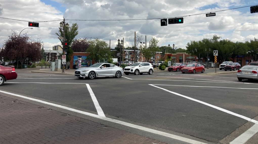 Whyte Avenue at Gateway Boulevard is one intersection turning into a pedestrian scramble. Aug. 19, 2021. (CTV News Edmonton)