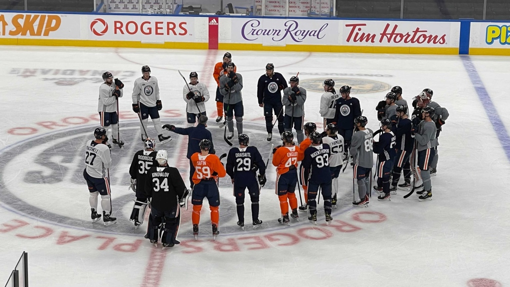 The Edmonton Oilers took to the ice at Rogers Place on Thursday, Sept. 23 for the team's first official skate ahead of the 2021-22 season. (Sean McClune/CTV News Edmonton)