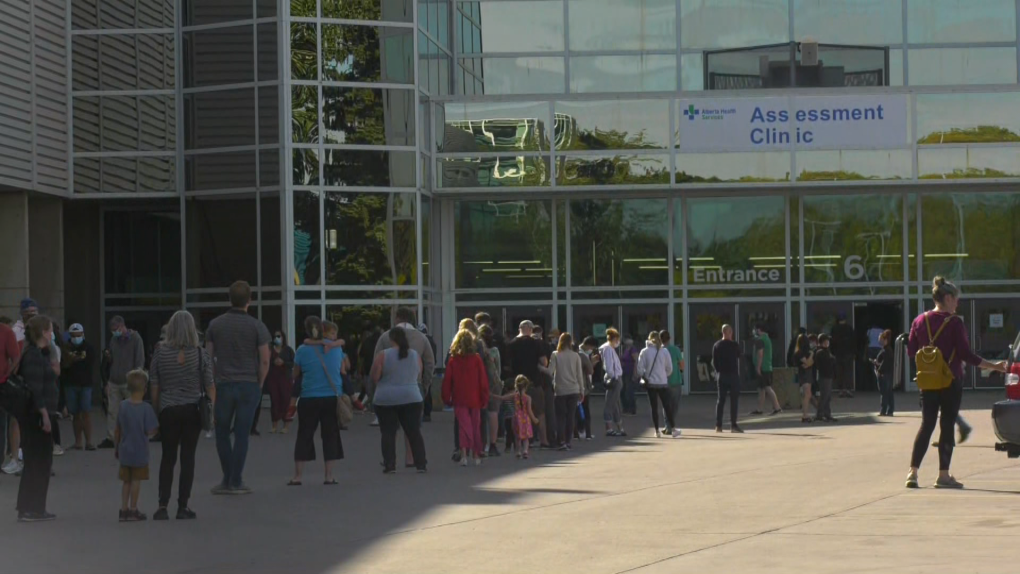 There long lines at the EXPO Centre COVID-19 testing site on Tuesday, Sept. 7, 2021. (Brandon Lynch/CTV News Edmonton)