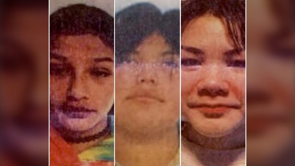 Mounties in St. Albert, Alta., appealed to the public for help in finding three missing girls on New Year's Day: Kali Stamp (13), Paytin Abraham (13) and Cynthia Yellowknee (16) (RCMP images)