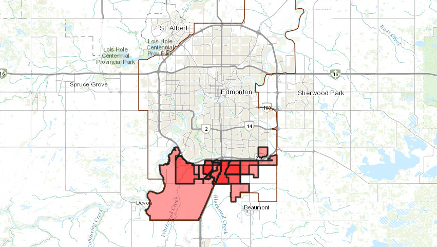A map of a large power outage in Edmonton as of 6:30 p.m. on Jan. 10, 2021. (Source: EPCOR)