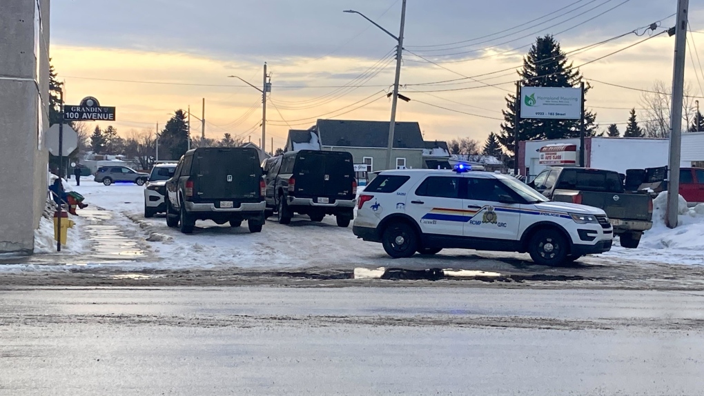 The RCMP are investigating an incident in Morinville on Saturday, Jan. 22, 2022. (Dave Mitchell/CTV News Edmonton)