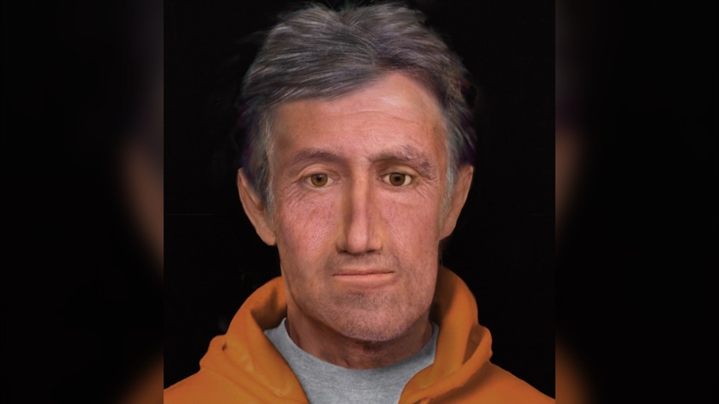 A facial reconstruction of a man whose body was found in the river valley in 2020 (Edmonton Police Service)