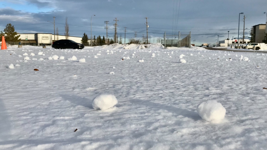 Snowrollers are caused when the wind picks up pieces of wet snow and rolls it for a short or long distance. Jan. 26, 2022.