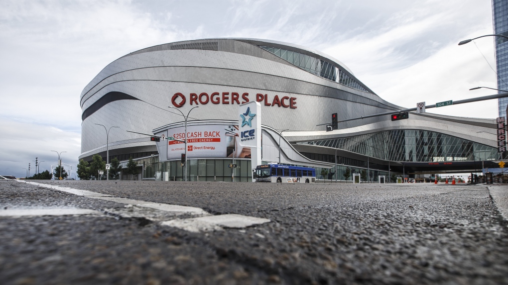 Rogers Place arena is shown in Edmonton, Alta., on July 2, 2020 (THE CANADIAN PRESS/Jason Franson)
