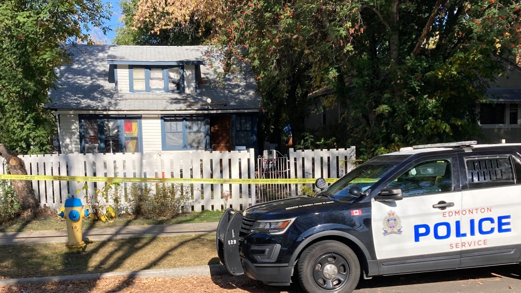 Edmonton police at the scene of a reported shooting in the area of 106 Street and 79 Avenue. Saturday Oct. 8, 2022 (CTV News Edmonton)