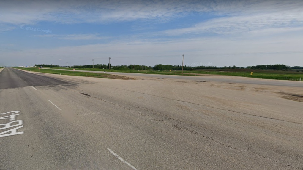 Highway 43 and Range Road 83 as seen from Google Street View in June 2022.
