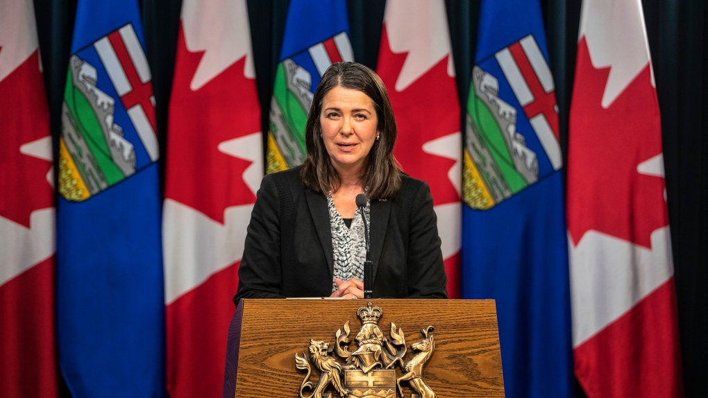 Alberta Premier Danielle Smith holds her first press conference in Edmonton, on Tuesday October 11, 2022. THE CANADIAN PRESS/Jason Franson