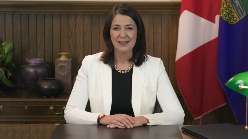 Alberta Premier Danielle Smith in a pre-recorded address delivered to Albertans on November 22, 2022 (Credit: Alberta government.)