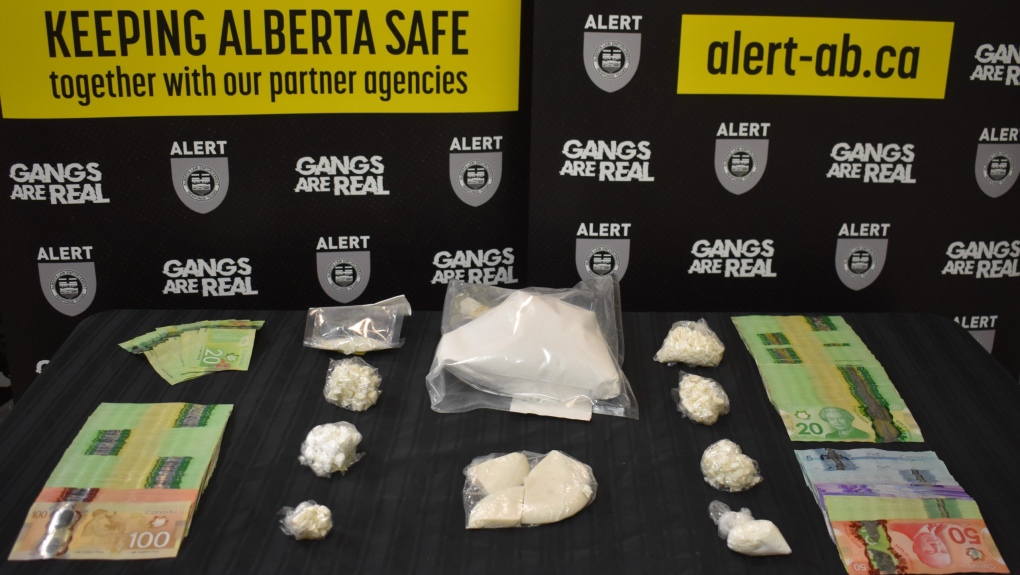 Alberta Law Enforcement Response Teams on Nov. 17, 2022, searched a vehicle and home in Grande Prairie's Pinnacle Ridge neighbourhood, finding $50,000 worth of crack cocaine, a buffing agent and $10,000 cash. (Credit: ALERT)