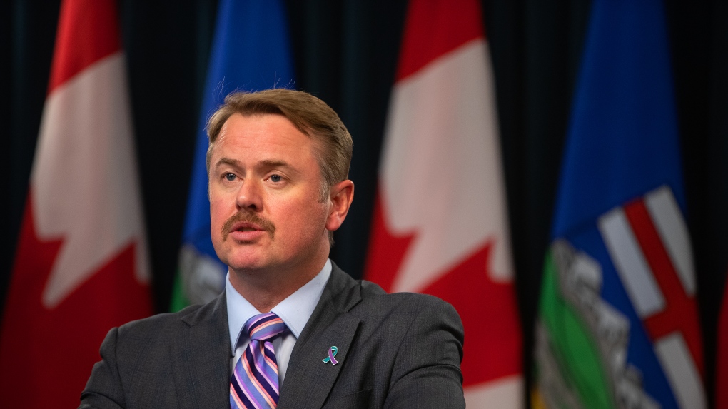 Minister of Justice and Solicitor General of Alberta Tyler Shandro speaks at a press conference after the Speech from the Throne in Edmonton, on Tuesday, November 29, 2022. THE CANADIAN PRESS/Jason Franson