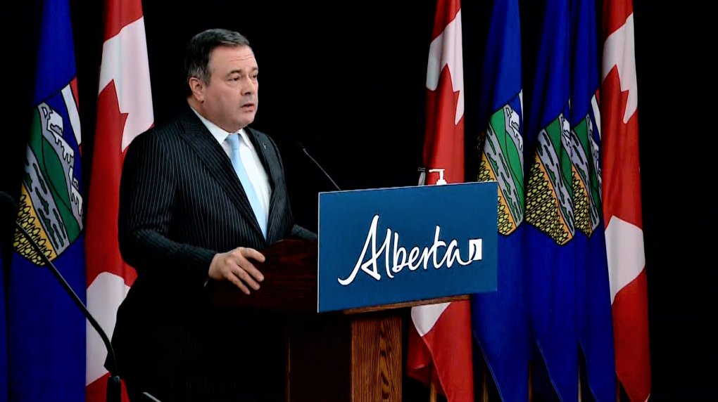 Alberta Premier Jason Kenney takes questions on Feb. 22, 2022.