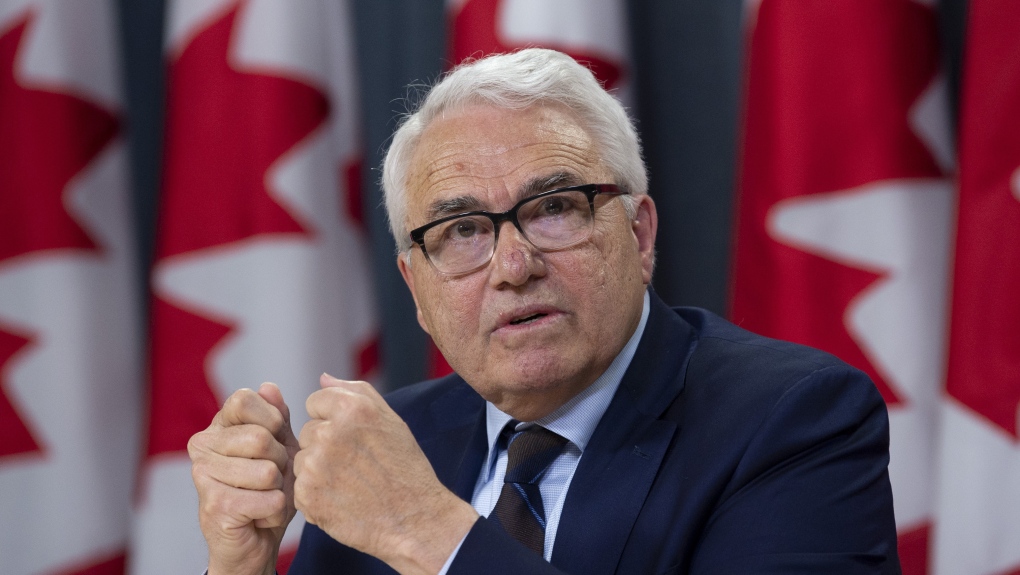 Official Languages Commissioner Raymond Théberge responds to a question during a news conference in Ottawa, Thursday May 9, 2019. THE CANADIAN PRESS/Adrian Wyld 