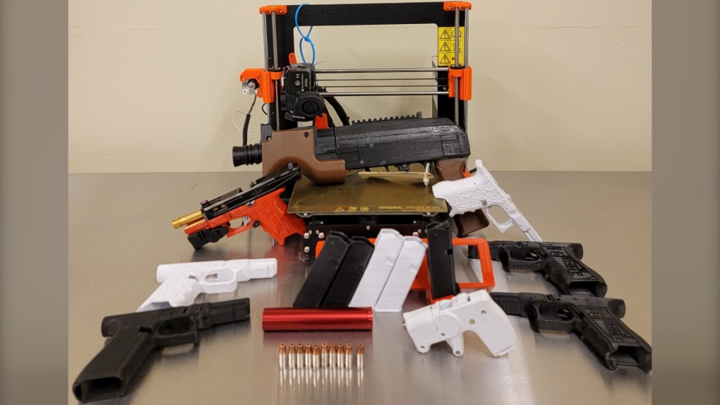 3-D printed guns, ammunition and gun parts seized by RCMP. (Source: RCMP)