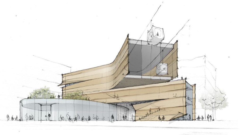 A rendering of a gondola proposal in Red Deer, Alta. (Source: Prairie Sky Gondola)