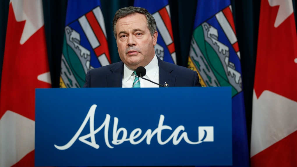 Alberta Premier Jason Kenney gives a COVID-19 update in Calgary, Alta., Tuesday, Feb. 8, 2022. THE CANADIAN PRESS/Jeff McIntosh