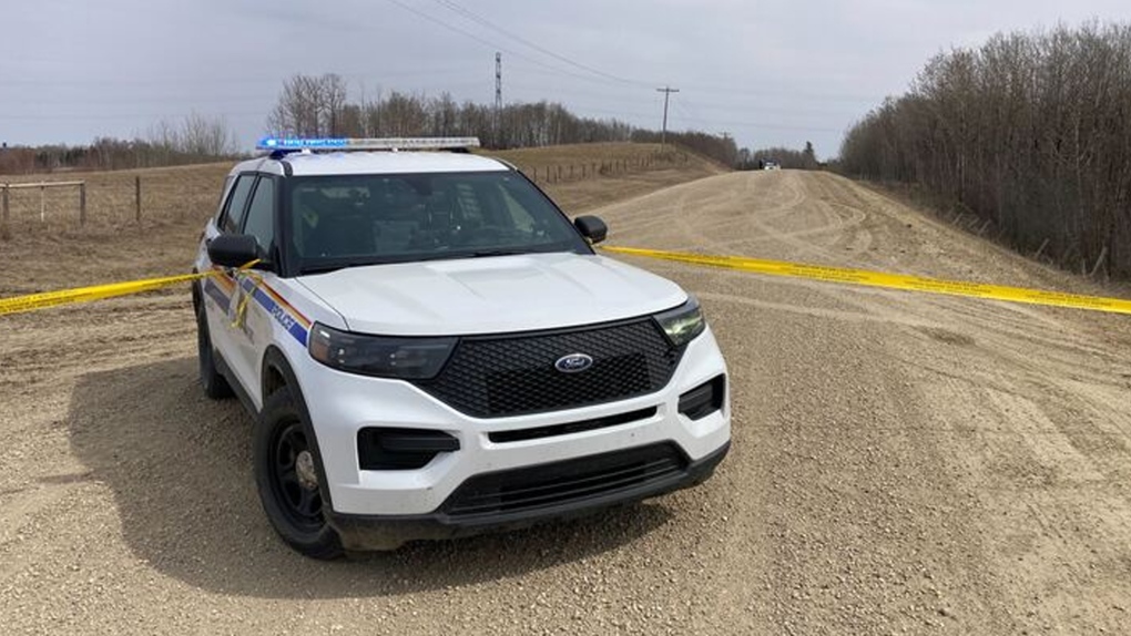 Police are investigating after a body was found in a ditch in Parkland County on April 25, 2022. (Dave Mitchell/CTV News Edmonton)