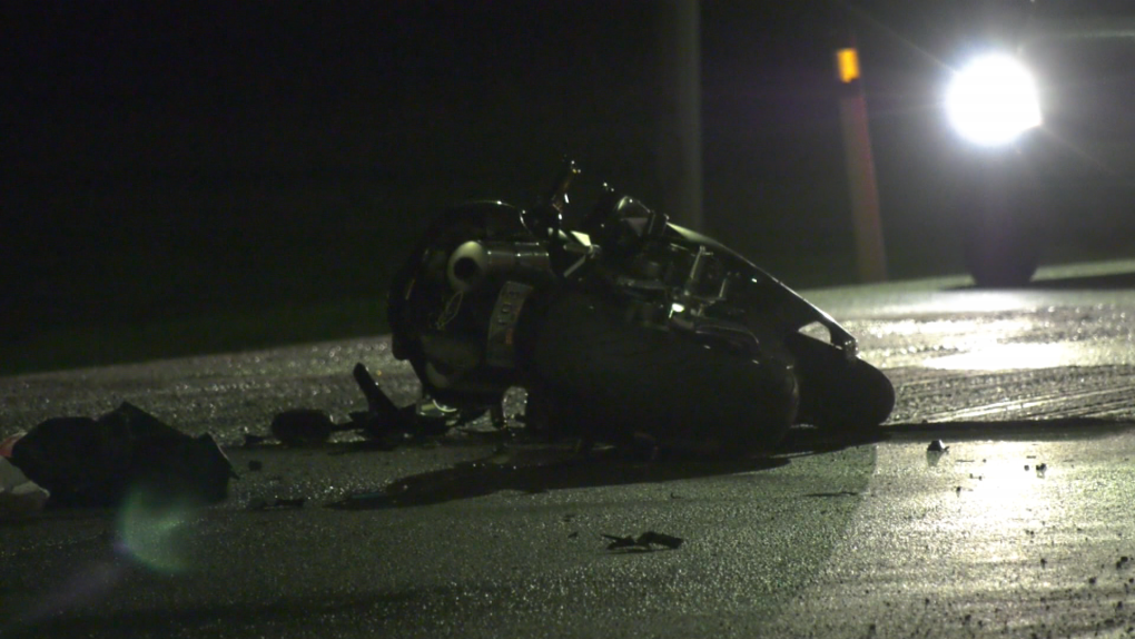 A motorcyclist was taken to hospital after a crash on Anthony Henday Drive near the Lessard Road exit the evening of May 19, 2022. 