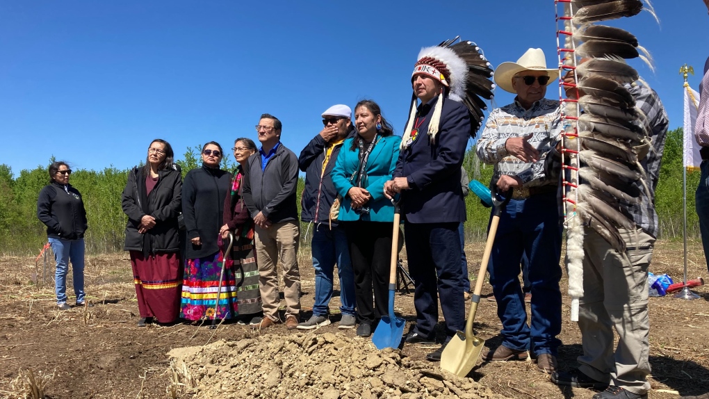 Ground was broken for a new Indigenous-led youth group home at the Alexis Nakota Sioux Nation on Monday, May 30, 2022 (CTV News Edmonton/Brandon Lynch).