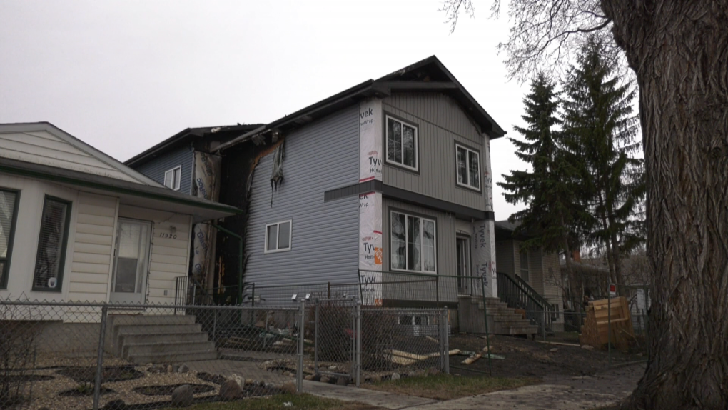 Fire damaged a duplex under construction in the area of 119 Avenue and 91 Street in the early morning hours of May 5, 2022.