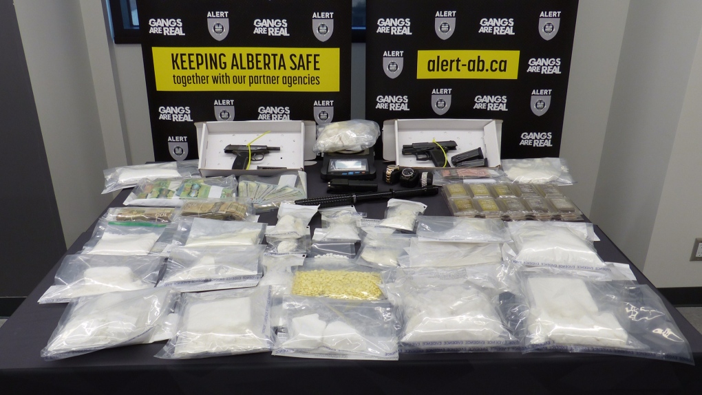 Guns, drugs and cash seized by ALERT as part of an investigation that was announced on June 23, 2022 (Source: ALERT).