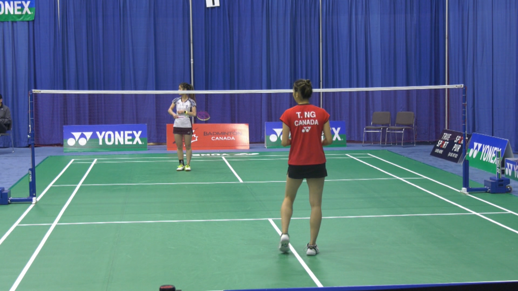 Talia Ng competes during the Canadian National Badminton Championships at Millennium Place in Sherwood Park on Saturday, July 2, 2022 (CTV News Edmonton/Dave Mitchell).