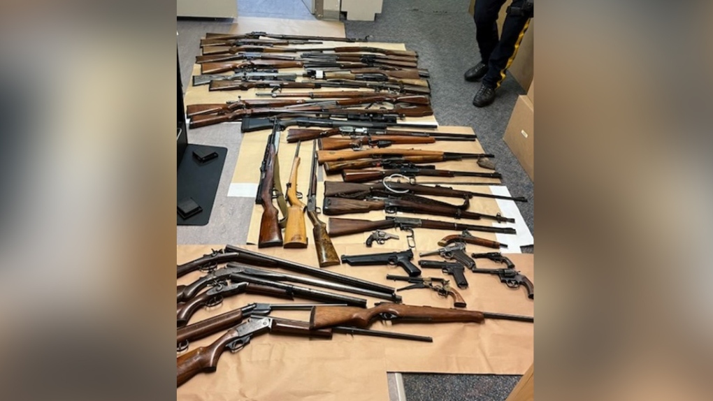 Guns seized from a property near Viking, Alta. (Source: RCMP)
