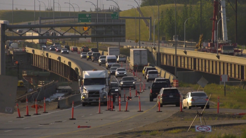 Traffic delays caused by construction on Anthony Henday Drive in southwest Edmonton on Sept. 8, 2022 (CTV News Edmonton).