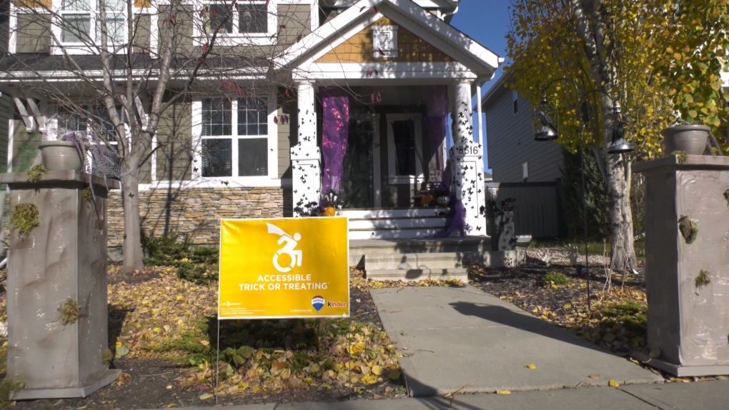 A Treat Accessibly sign in front of a home in Edmonton, Alberta. (Sean McClune/CTV News Edmonton)