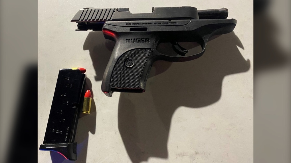 Edmonton Police Service said this handgun was found loaded during a traffic stop near 101 Street and 63 Avenue the night of Nov. 9, 2023. (Credit: Edmonton Police Service)
