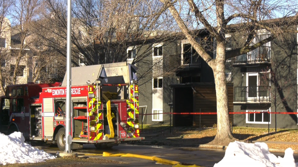 Multiple fire crews were called to a fire at Whyte Avenue apartment building early Saturday morning. (John Hanson/CTV News Edmonton)