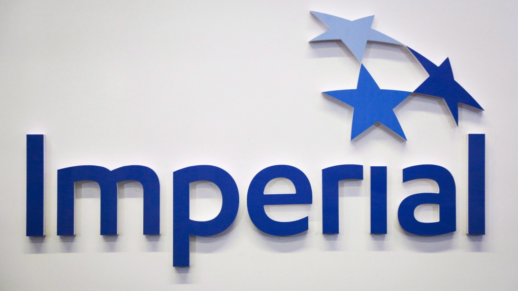 Imperial Oil logo at the company's annual meeting in Calgary on April 28, 2017. Imperial Oil Ltd. says it has shut down production at its Kearl oilsands mining operation in northern Alberta because of the partial shutdown of the Polaris diluent pipelien following a spill near Fort McMurray. THE CANADIAN PRESS/Jeff McIntosh