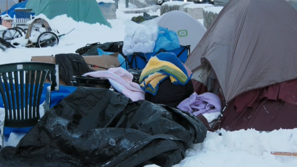 Homeless encampment in Edmonton. (CTV News Edmonton)