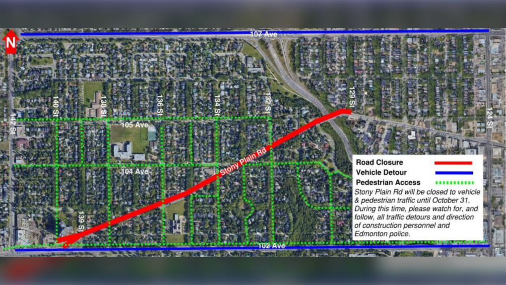 Stony Plain Road closures for Valley Line West LRT construction