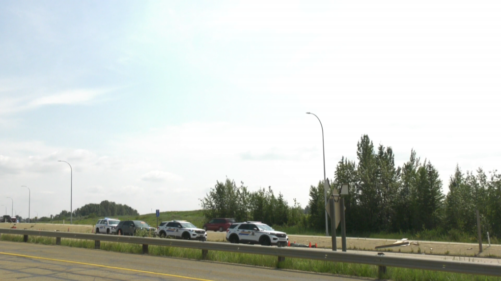 A young man is dead after his motorcycle crashed on the Devon Bridge on Sunday. (Darcy Seaton/CTV News Edmonton)