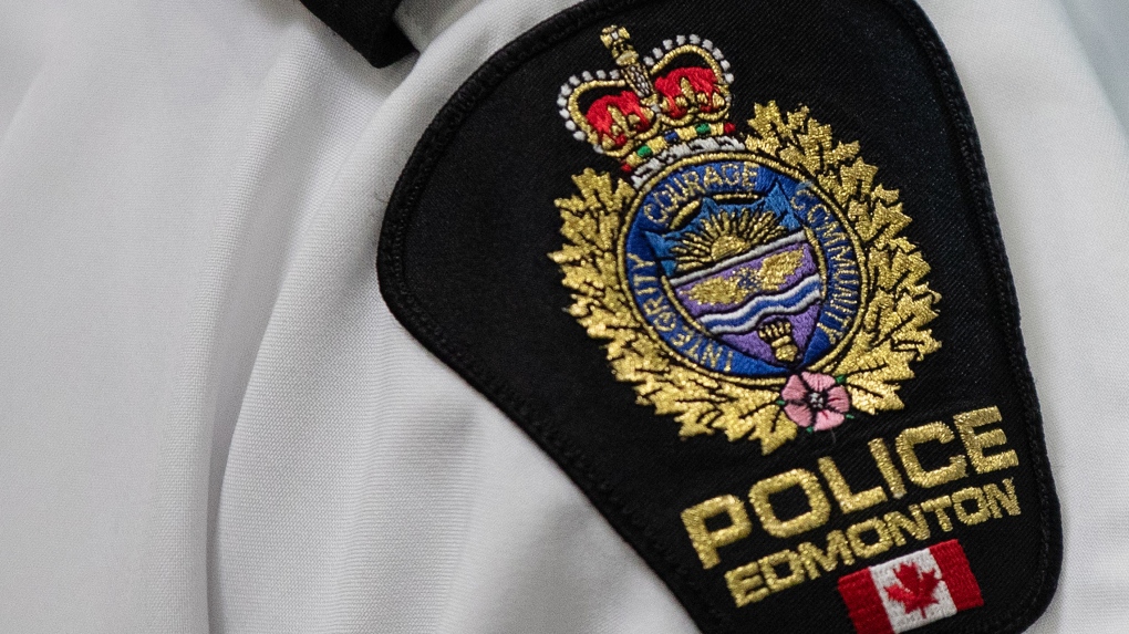 An Edmonton Police Service shoulder badge in Edmonton Alberta on Tuesday Aug 1, 2023. THE CANADIAN PRESS/Jason Franson.
