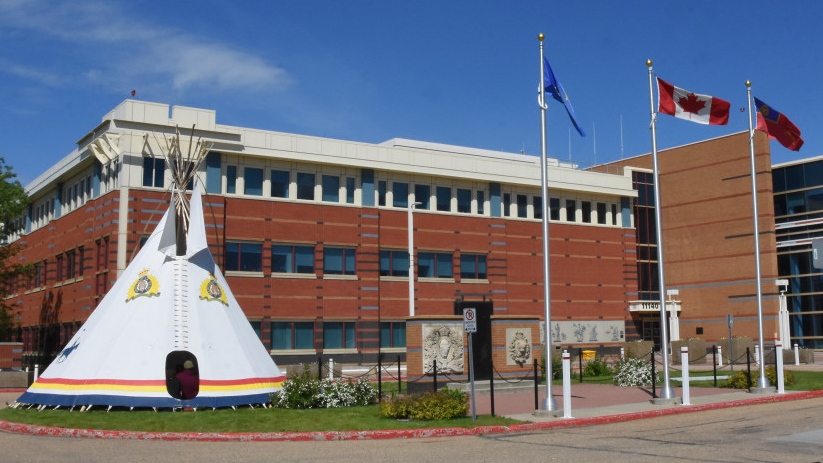 A tipi in front of RCMP K Division in Edmonton in a file photo. (Source: RCMP)