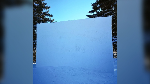 Snow screen in Hawrelak Park