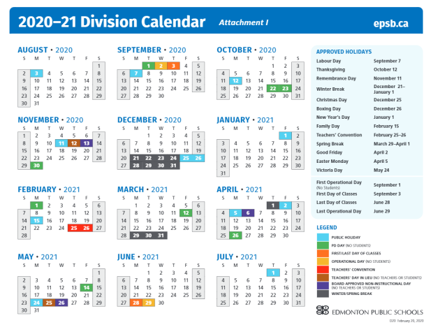 EPSB calendar