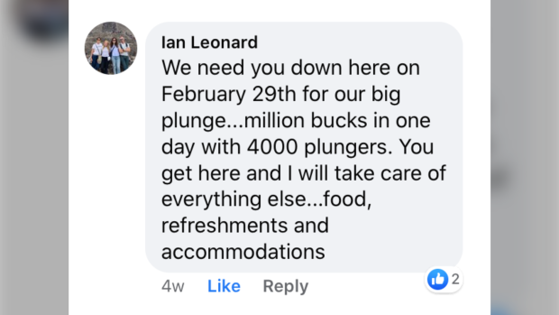 Ian Leonard Facebook message