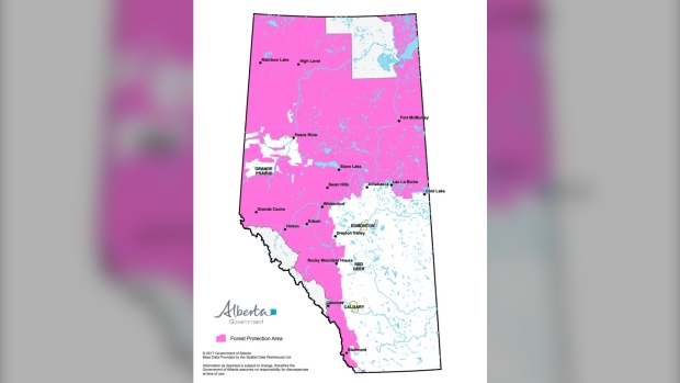 Alberta Forest Protection Area map
