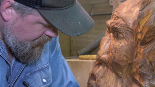 Stolen wood carving returned