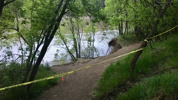 Washed-out trail in Edmonton's river valley