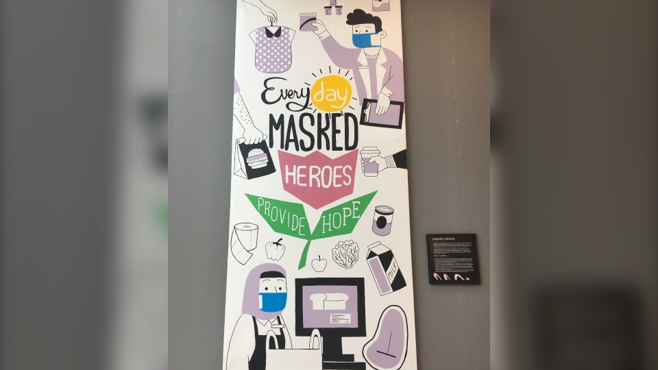 masked heroes painting, Southgate Centre