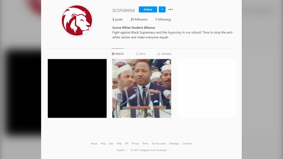 Scona White Student Alliance Instagram account