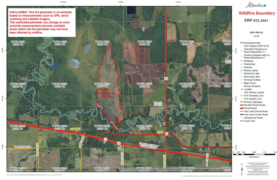 Yellowhead County wildfire map